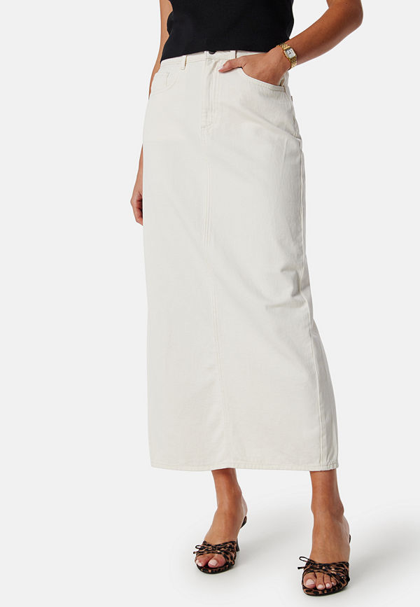 Vero Moda Vmgracia High Rise ankle denim skirt Ecru
