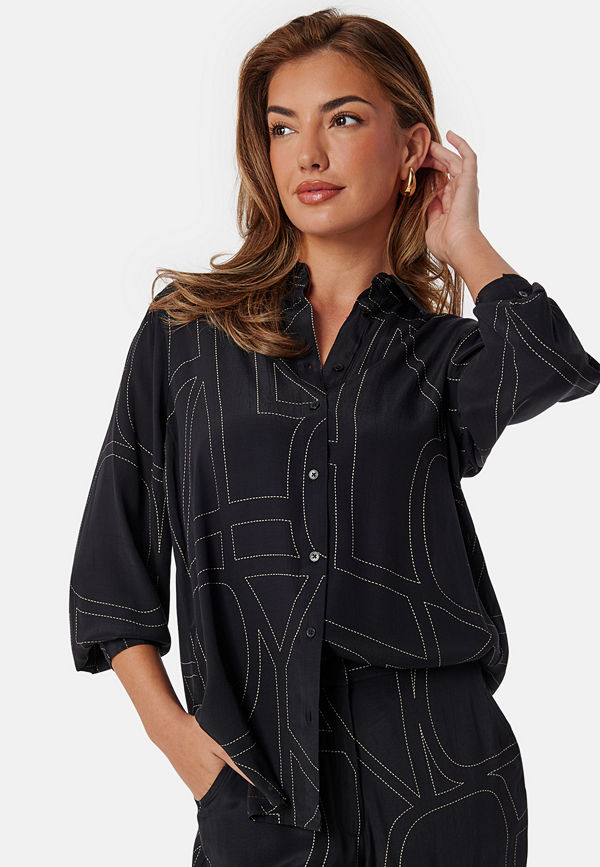 Only byxor Onldea Palazzo Pants Black AOP:AOP