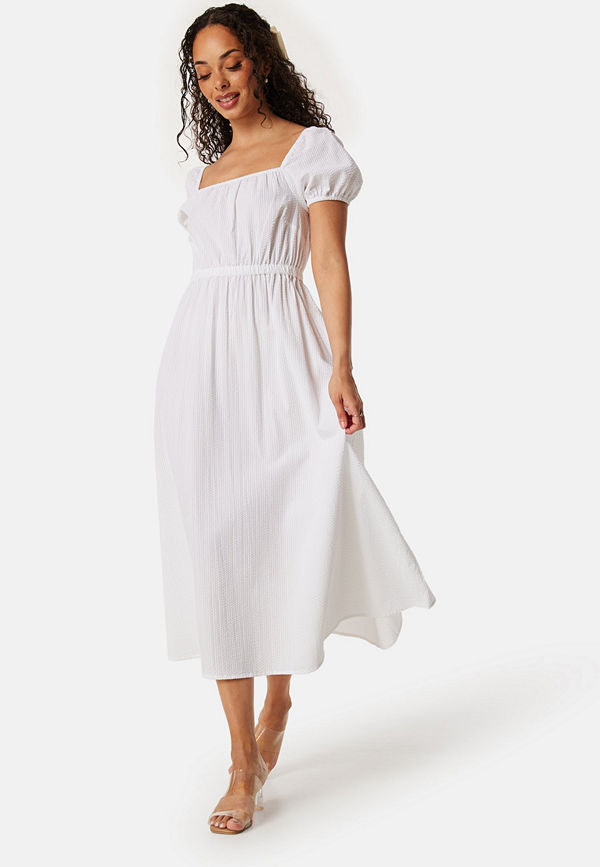 Bubbleroom Puff Sleeve Cotton Dress White