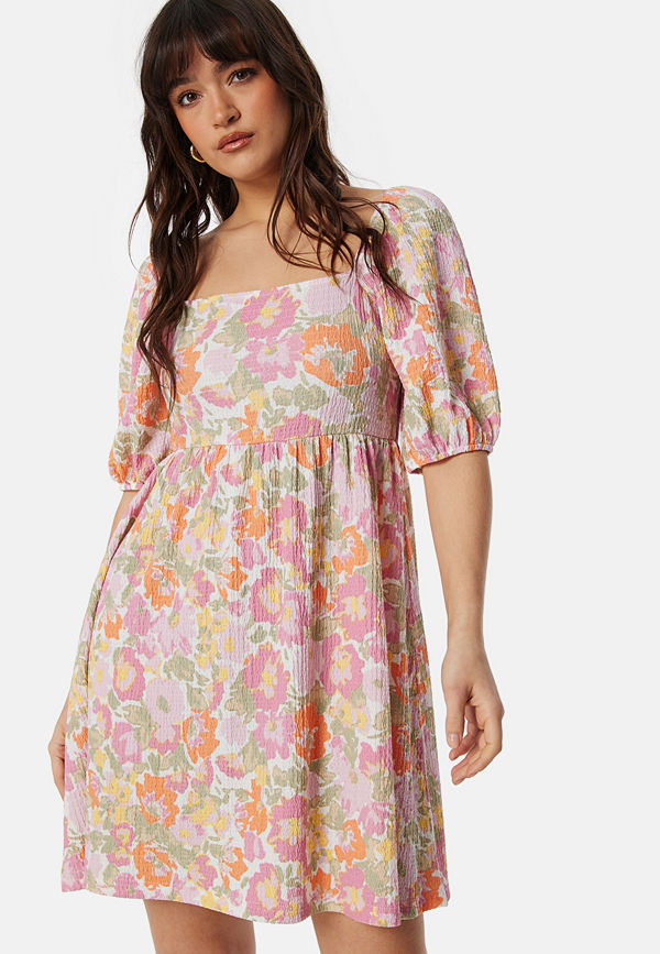 Bubbleroom Puff Sleeve Short Dress Floral
