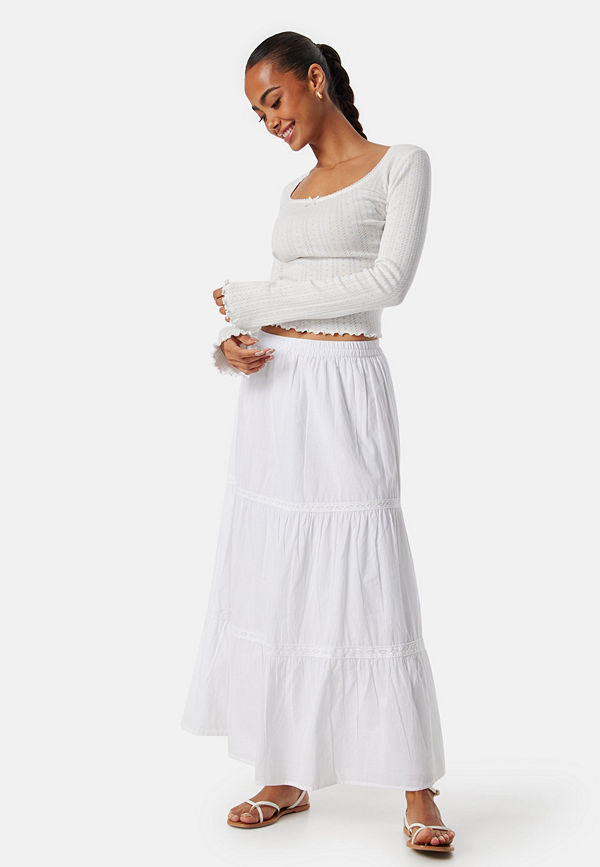 Bubbleroom Cotton Maxi Flounce Skirt White
