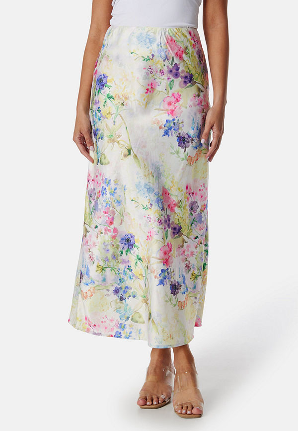 Pieces Pcmari High Waist long skirt Cloud Dancer AOP:FLOWER
