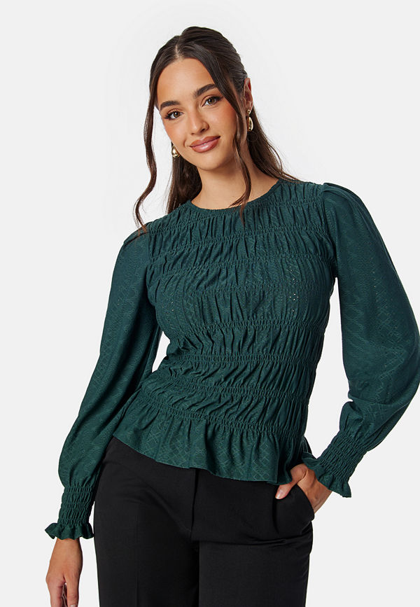 Happy Holly Long Sleeve Smock Top Dark green