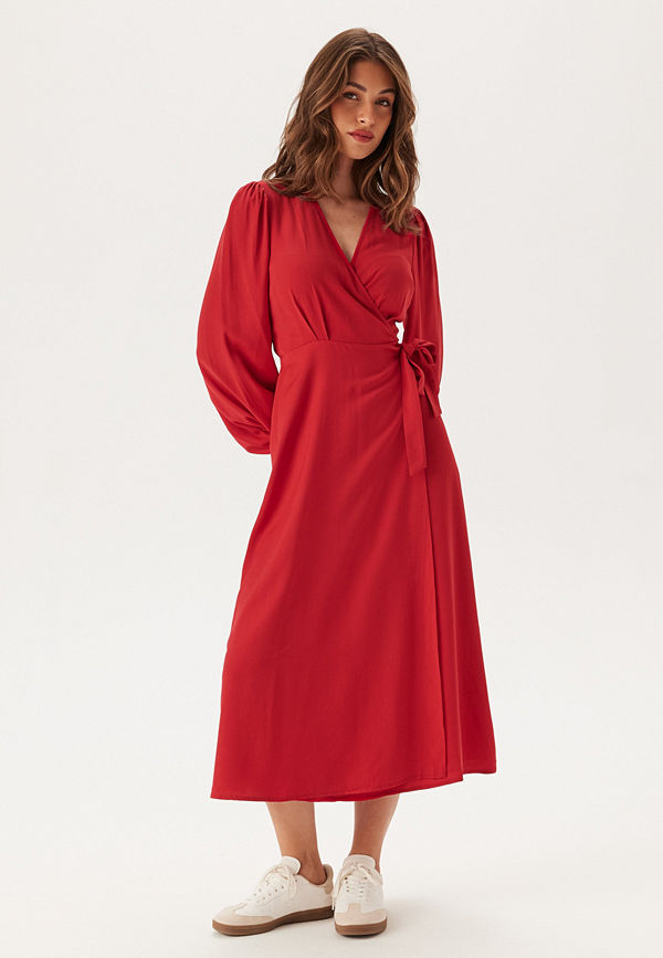 Bubbleroom Wrap Dress Dark red