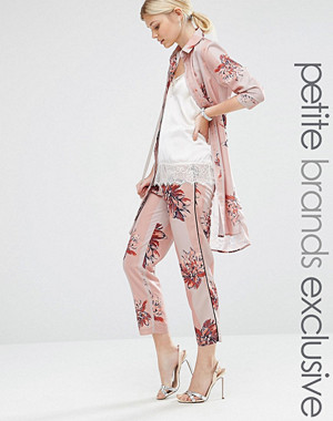Alter Petite Stripe Floral Printed Cigarette Pyjama Trouser