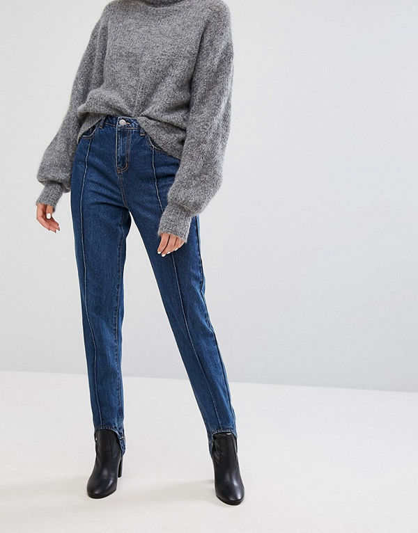 Noisy May Jeans med fothällor Mellanblå denim