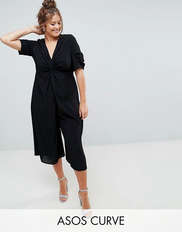 ASOS Curve Tea-jumpsuit med knytning fram