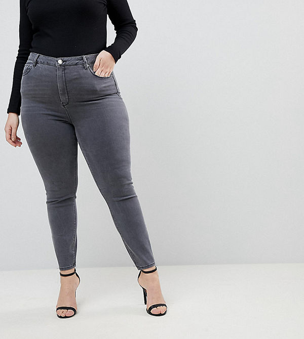 ASOS Curve Ridley Grå skinny jeans med hög midja