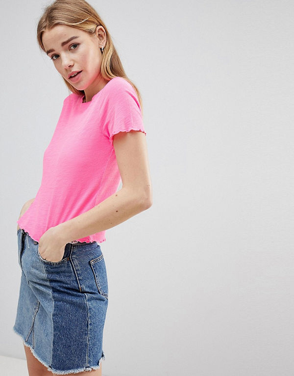 Hollister Kort t-shirt med uddkant Rosa