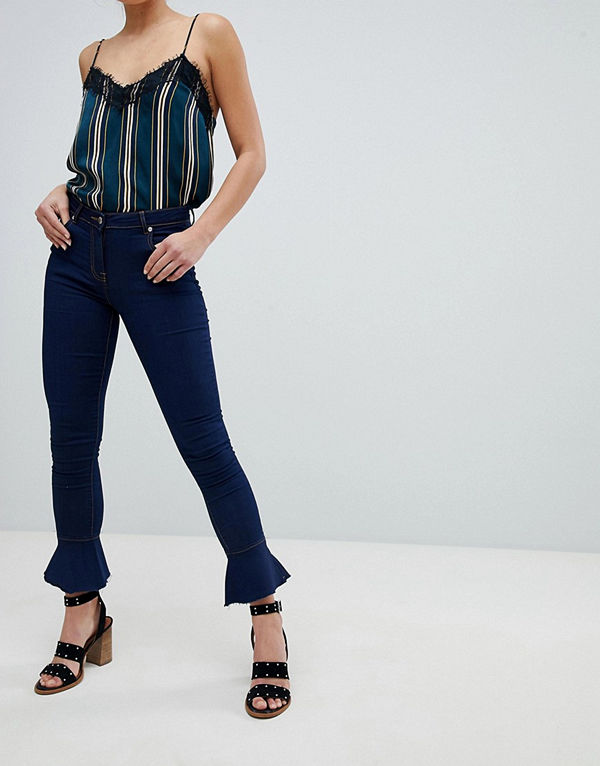 Parisian Skinny jeans med utsvängd nederkant Indigo