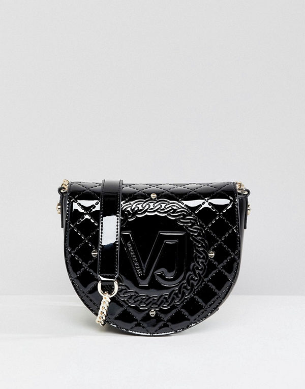 Versace axelväska Jeans Patent Saddle Bag