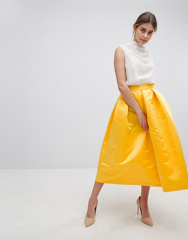 Closet London London Midikjol i balmodell helt i satin