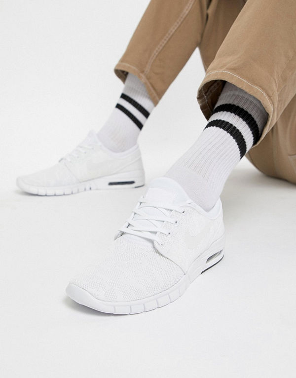 Nike Sb Stefan Janoski Max Skateboarding Trainers In White 631303-114