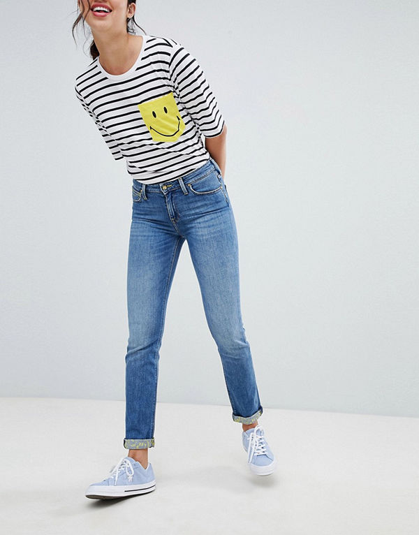Lee Smile Collab Jeans med raka ben Medeltvätt apxg
