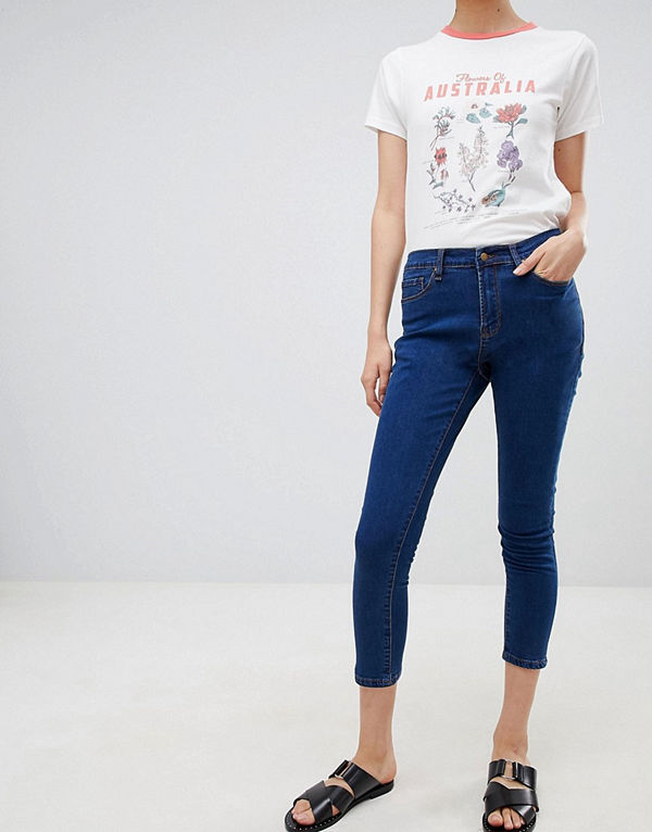 Ryder Skinny jeans med hög midja Mellanblå tvätt