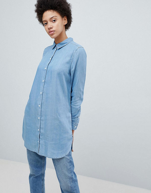 Selected Femme Longline jeansskjorta