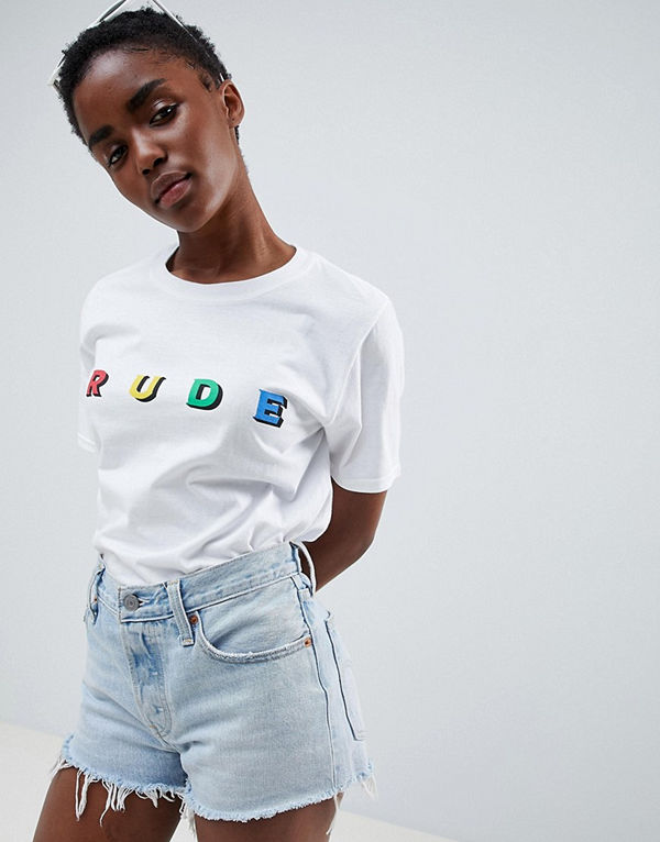 Adolescent Clothing T-shirt ”rude” Vit