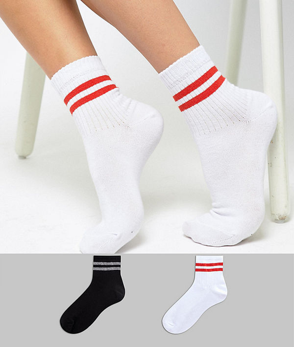 ASOS DESIGN Randiga ankelstrumpor i 2-pack