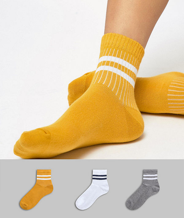 ASOS DESIGN Randiga ankelstrumpor i 3-pack