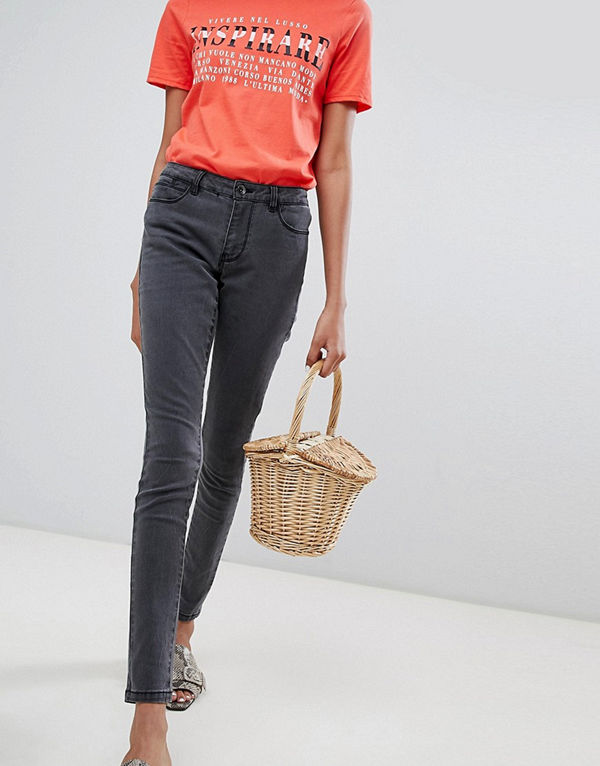 Vero Moda Grå skinny jeans Mörkgrå denim