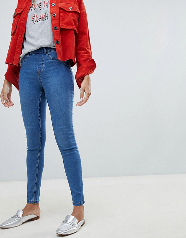 New Look Emilee Mellanblå jeggings Mellanblå