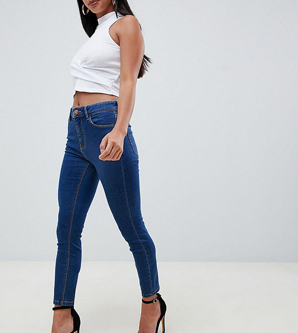 ASOS Petite Ridley Blå skinny jeans med hög midja Lizzie