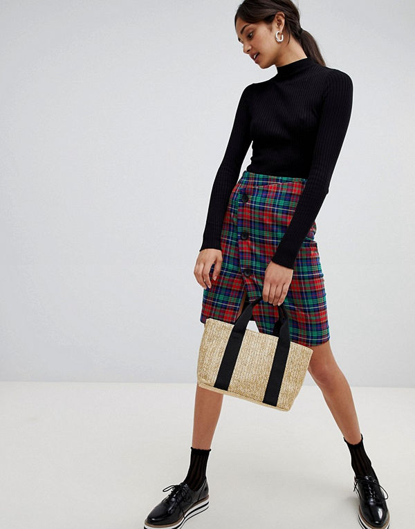Bershka Rutig kjol