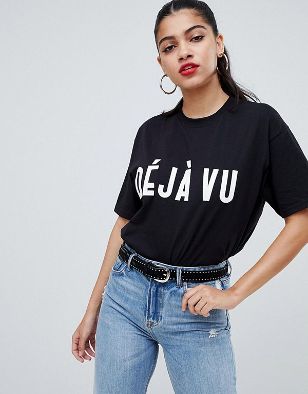 Ax Paris Kortärmad t-shirt med Deja vu-tryck Black deja vu t shi