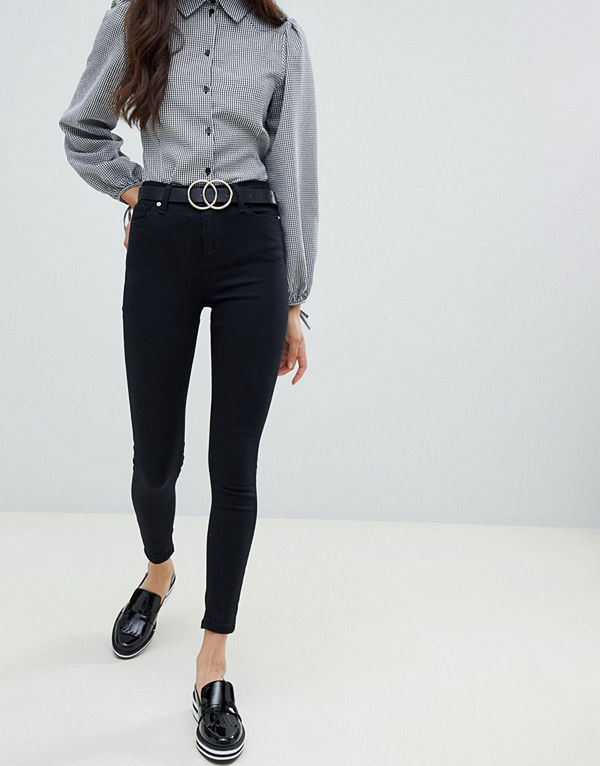 Miss Selfridge Lizzie Svarta skinny jeans med hög midja