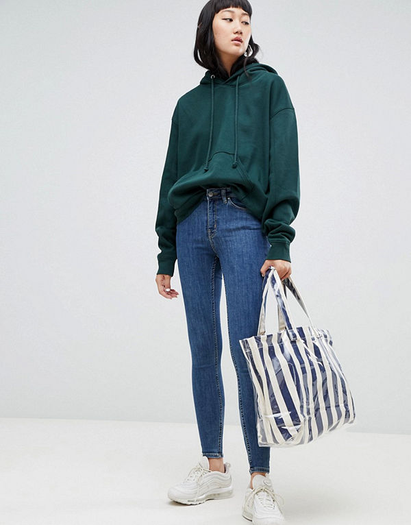 Weekday Body mellanblå skinny jeans med superstretch i ekologisk bomull Mellanblå