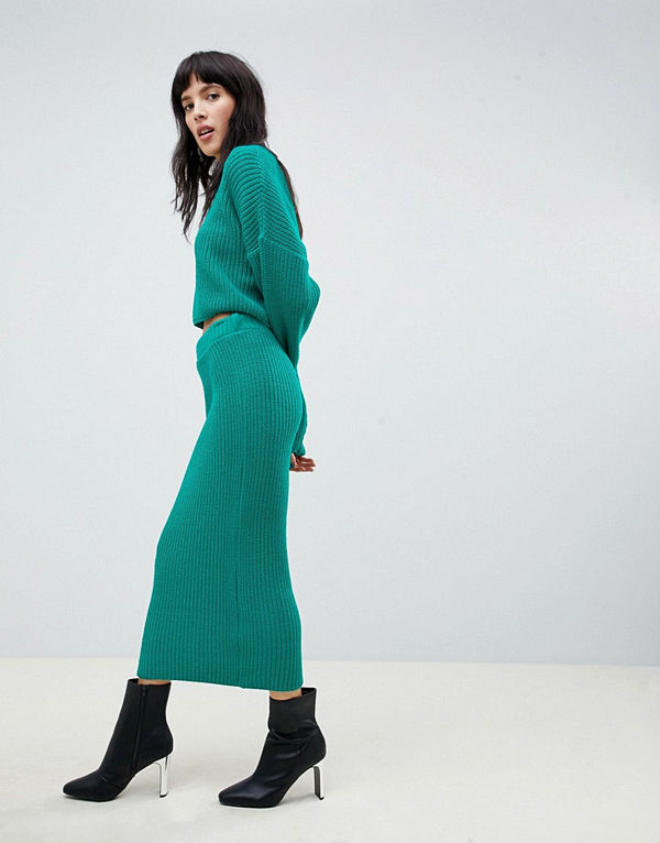 ASOS DESIGN Ribbstickad kjol