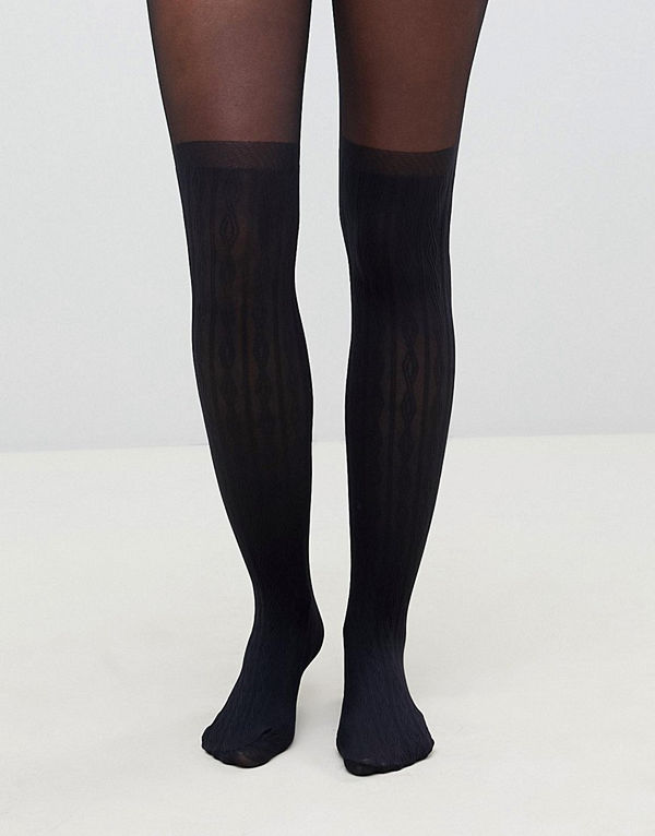 ASOS DESIGN Lårhöga tights med stödpanel