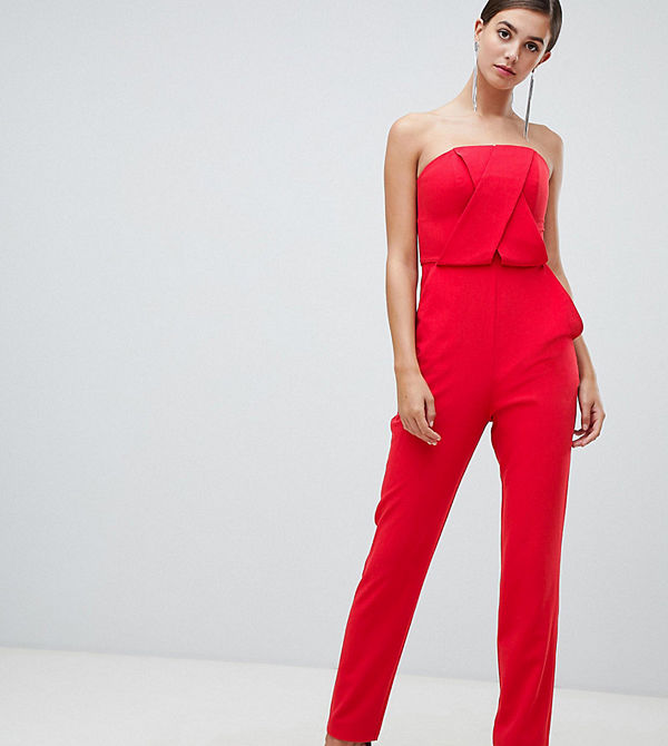 Asos Tall Strukturerad bandeau-jumpsuit med peg-ben