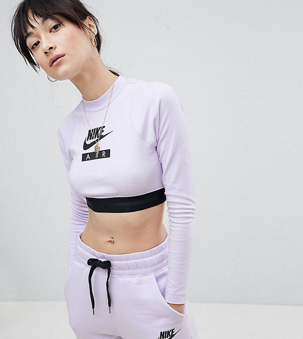 Nike Air Långärmad kort topp Lila