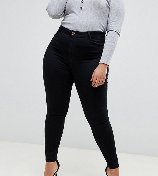 ASOS Curve Ridley Svarta skinny jeans med hög midja