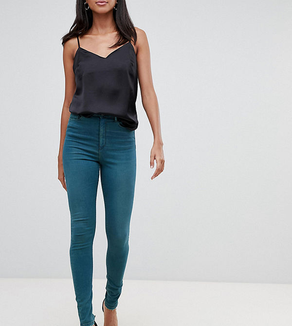 Asos Tall Ridley Gröna skinny jeans med hög midja Grönblå