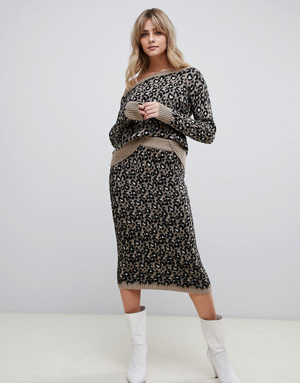 ASOS DESIGN Leopardkjol i set