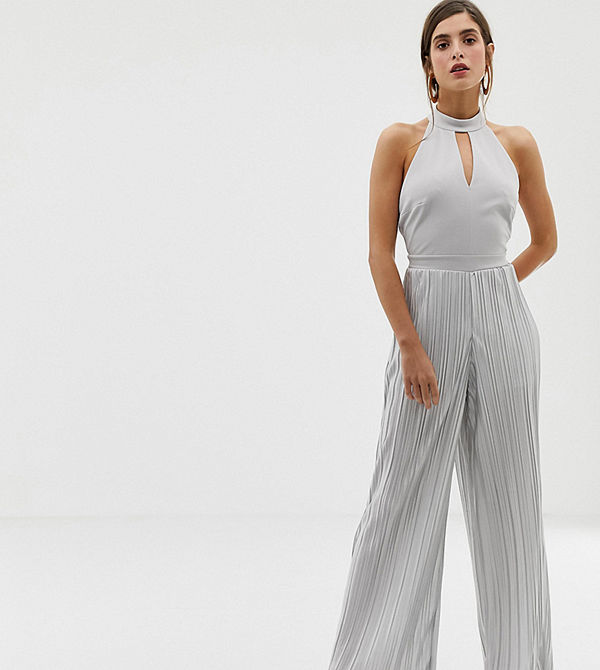 River Island Silverfärgad jumpsuit med hög krage