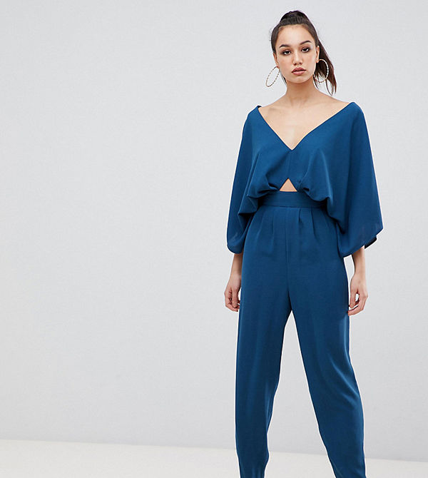Jumpsuit med kimonoärm och peg-byxor Tealblå