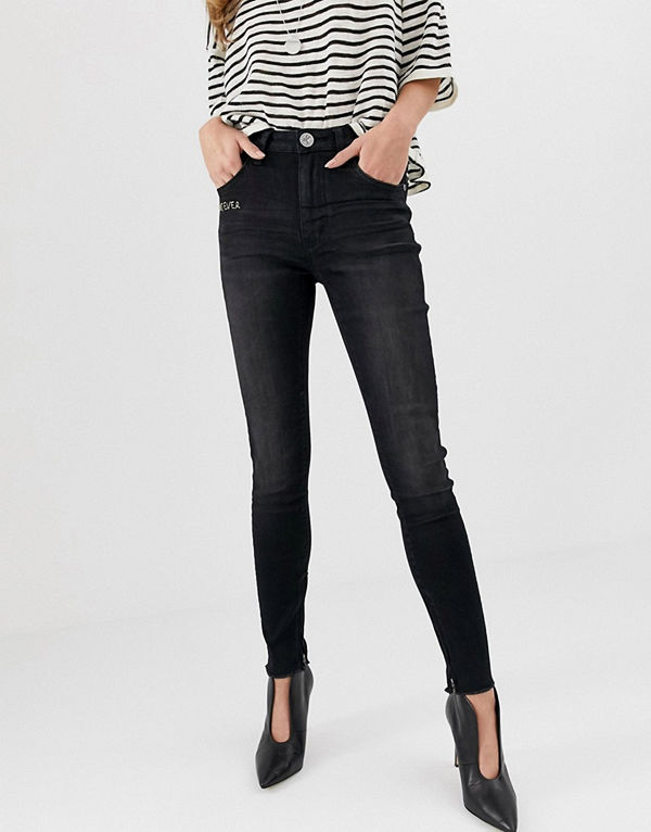 One Teaspoon Freebird Skinny jeans med hög midja Jett black