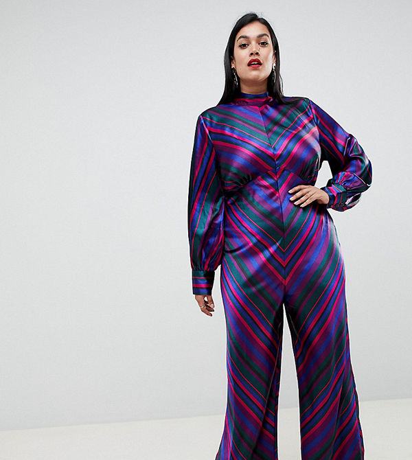 ASOS Curve Randig jumpsuit med blusärmar
