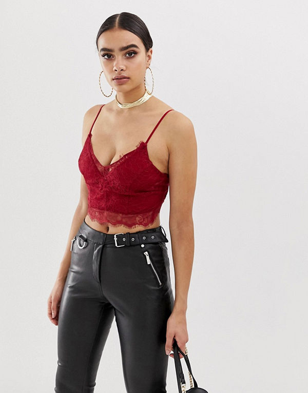 ASOS DESIGN Bralette i spets med djup urringning