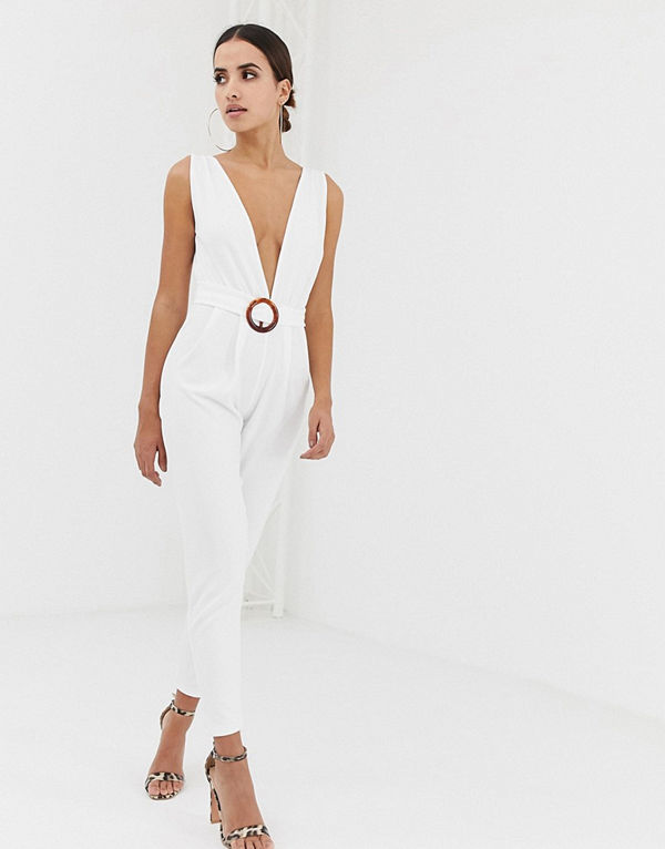 ASOS DESIGN Jumpsuit med djup urringning