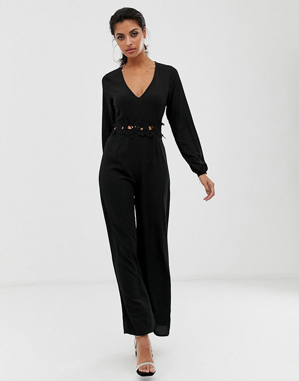 Ax Paris Långärmad jumpsuit med skärpdetalj