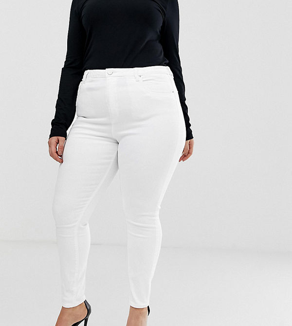 ASOS Curve Ridley Vita skinny jeans med hög midja