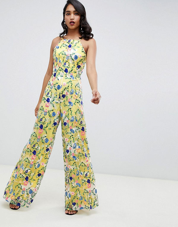 ASOS Edition Jumpsuit med halterneck och broderade blommor