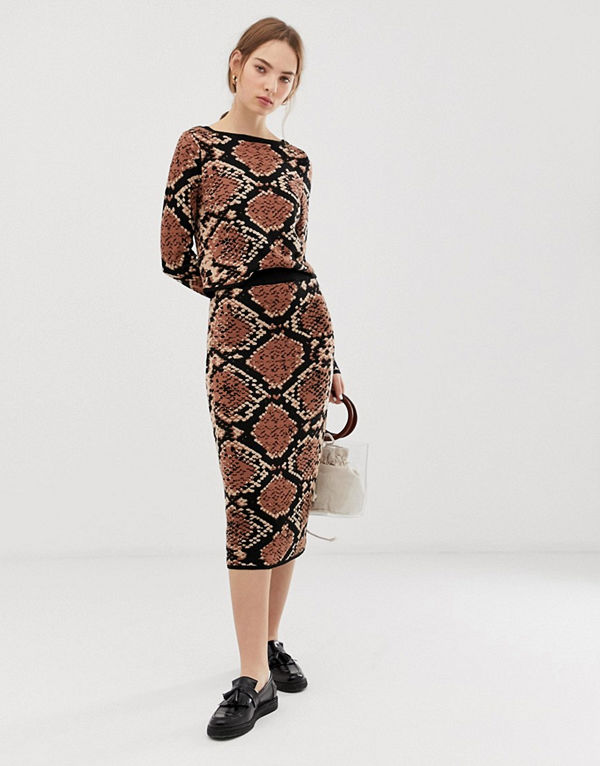 ASOS DESIGN Ormskinnsmönstrad kjol
