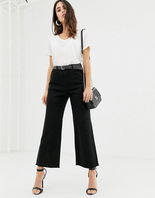 DL1961 Hepburn Ankellånga jeans med vida ben och råskuren nederkant Ashwell