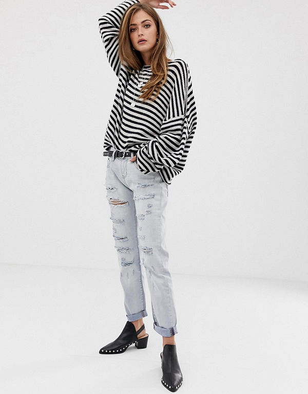 One Teaspoon Awesome Baggies Boyfriendjeans med slitna detaljer Hamptons