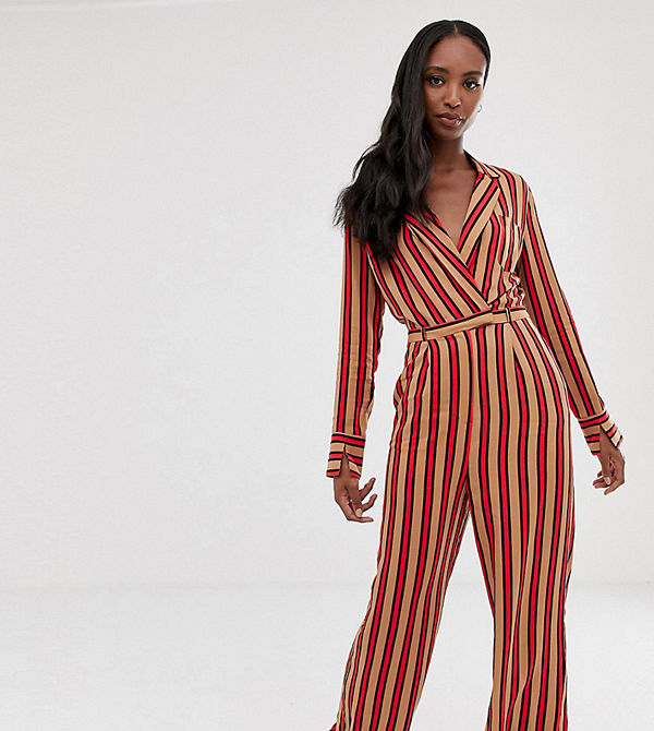 Collusion Tall randig jumpsuit med omlott